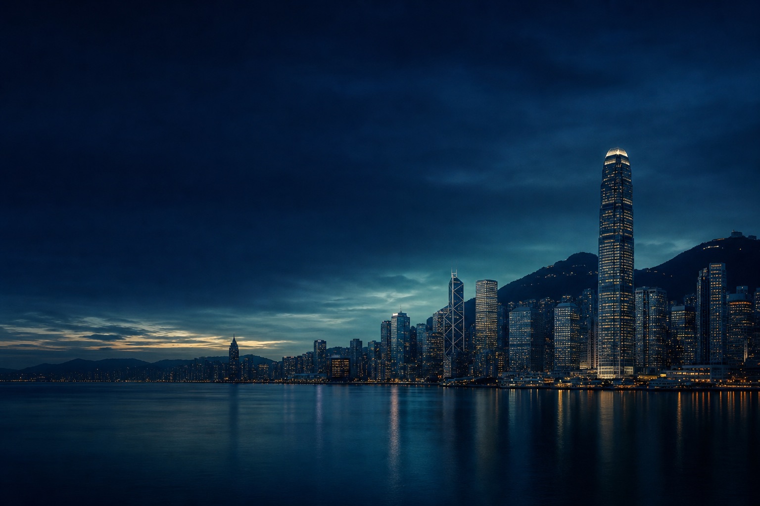 香港維多利亞港夜景天際線